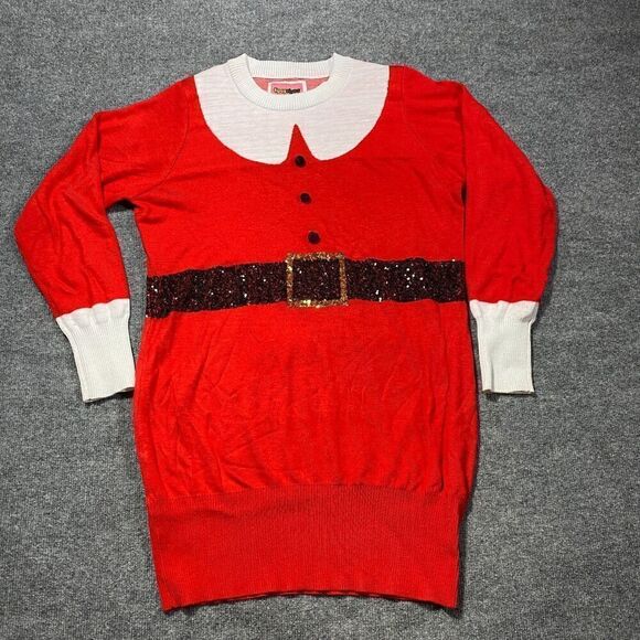 Tipsy Elves Christmas Sweater Dress XL Red White Santa Mrs Claus Party - Picture 1 of 9